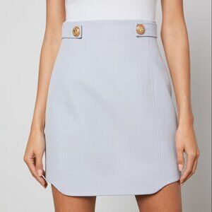 Balmain Mini Skirt Wool Lilac Gold Buttons FR34 US2 NWT